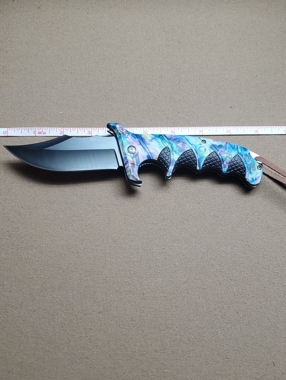 Colorful Iridescent Handle Bowie-Style Fixed Blade Knife